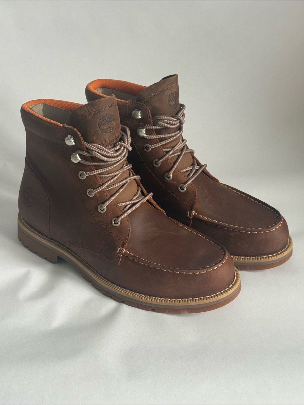 Timberland Men's Brown Leather Moc Toe Work Boots